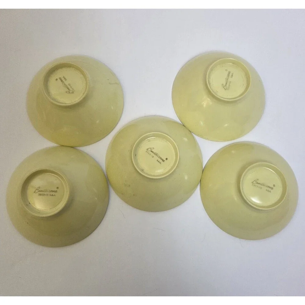 MCM Mixed Lot Melamine Dining 5 Cups 5 Sm Bowls, 1 Creamer Harvest Orange/Yellow